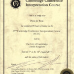 Paola de Rosa. Corso di aggiornamento per Interpreti di Conferenza CCIC di Cambridge Agosto 2011